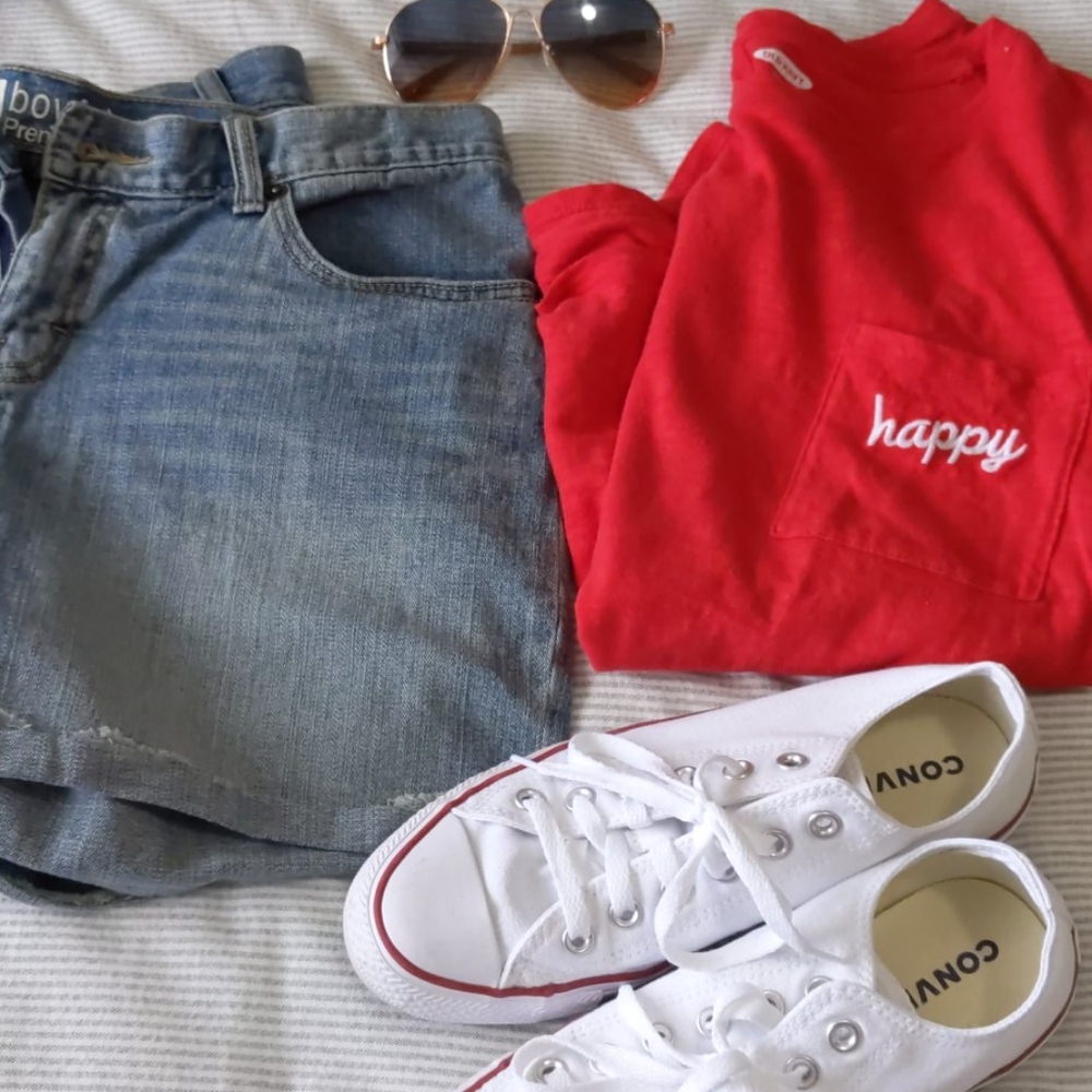 Light wash jean shorts